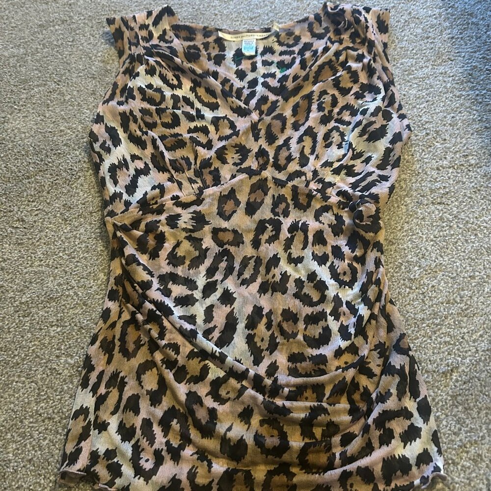 DVF Leopard Mesh VNeck Tank P